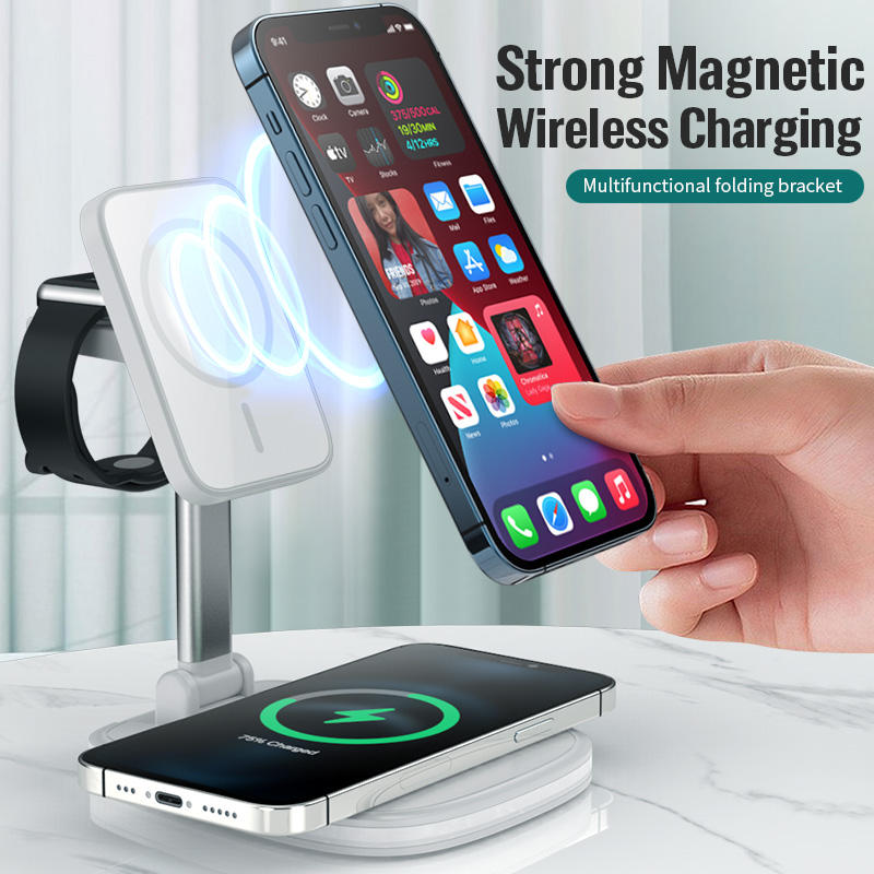 Support Chargeur Sans Fil Pliable Bureau – Compatible iPhone & Huawei