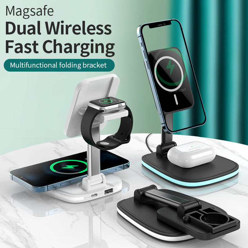 Support Chargeur Sans Fil Pliable Bureau – Compatible iPhone & Huawei