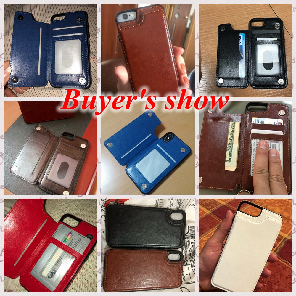 Coque portefeuille en cuir PU pour iPhone – Porte-cartes