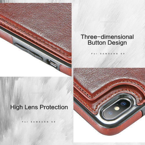 Coque portefeuille en cuir PU pour iPhone – Porte-cartes