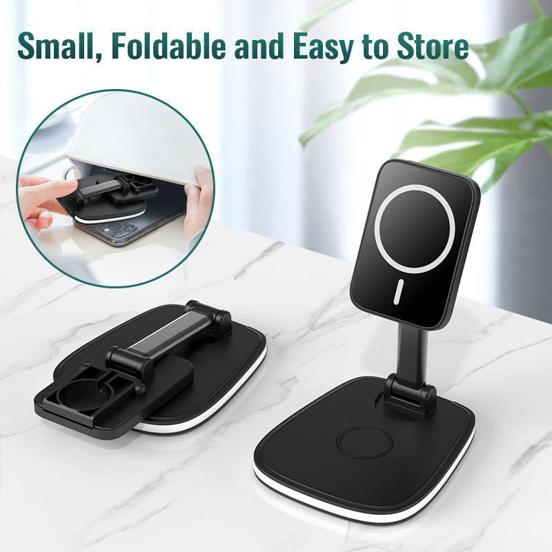 Support Chargeur Sans Fil Pliable Bureau – Compatible iPhone & Huawei