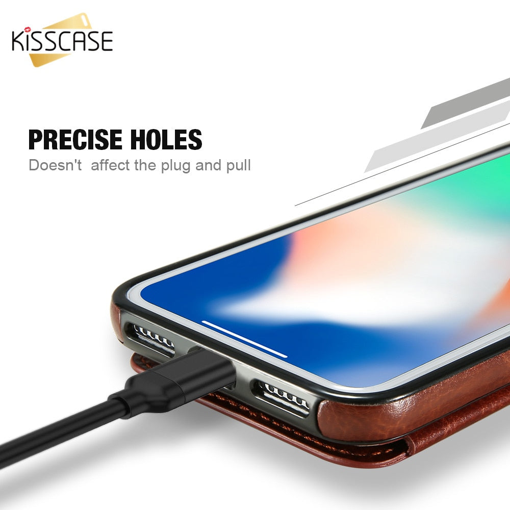 Coque portefeuille en cuir PU pour iPhone – Porte-cartes