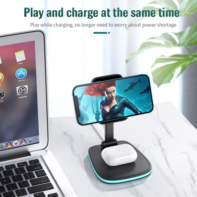 Support Chargeur Sans Fil Pliable Bureau – Compatible iPhone & Huawei