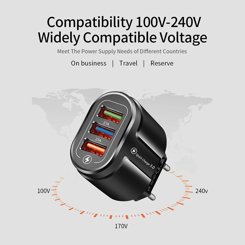 Chargeur Mural Rapide USB Quick Charge 3.0/4.0 – iPhone, Samsung, Huawei